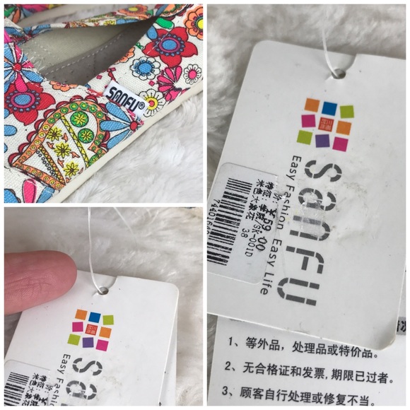 Sanfu Floral Multicolor Slip On Flats 38 ( 7 ) - Picture 3 of 8